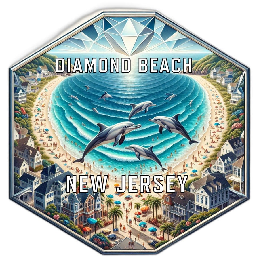 Diamond Beach Jersey Souvenir Travel Destination Die Cut Hexagon Fridge Magnet Image 1