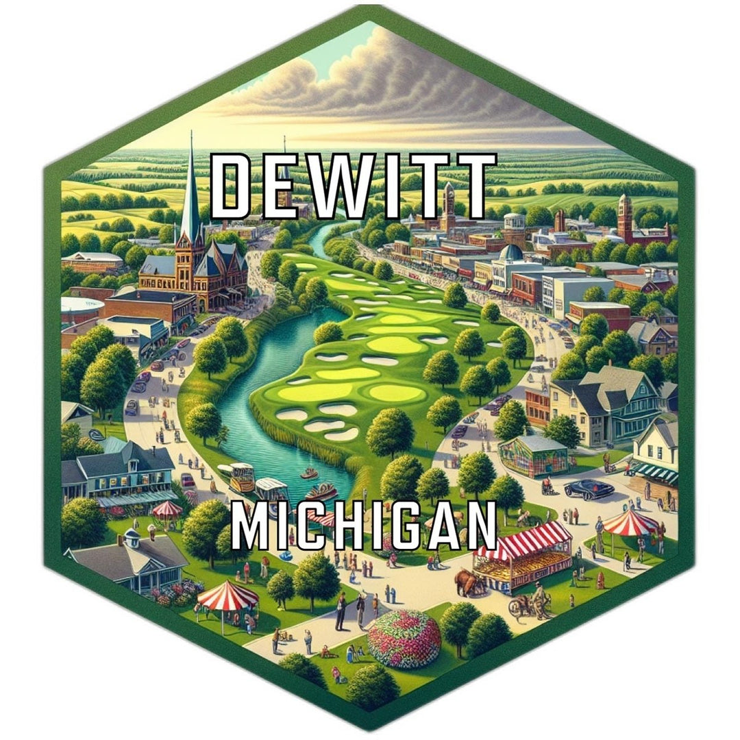 Dewitt Michigan Souvenir Travel Destination Die Cut Hexagon Fridge Magnet Image 1