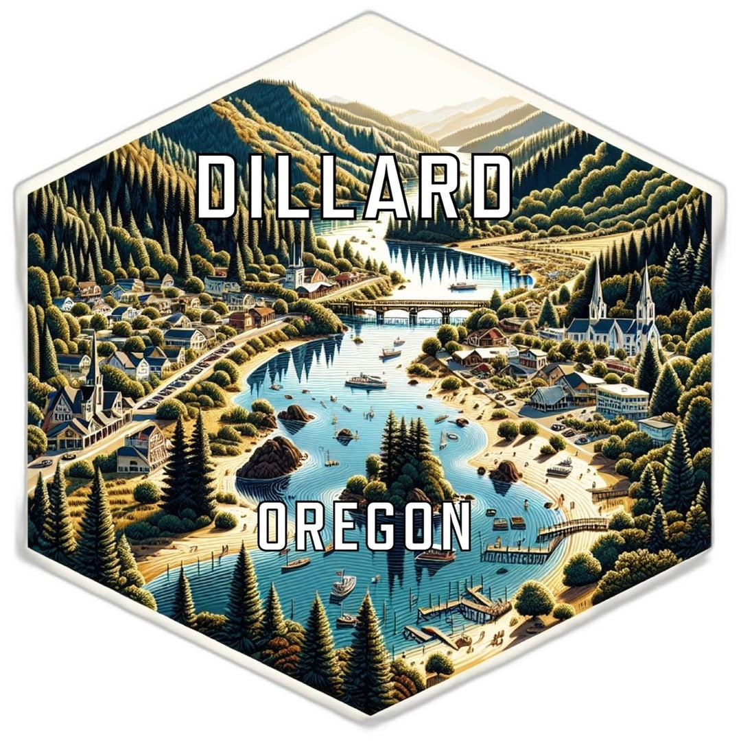 Dillard Oregon Souvenir Travel Destination Die Cut Hexagon Fridge Magnet Image 1