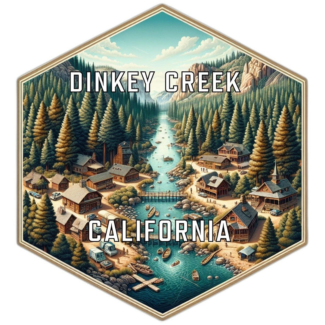 Dinkey Creek California Souvenir Travel Destination Die Cut Hexagon Fridge Magnet Image 1