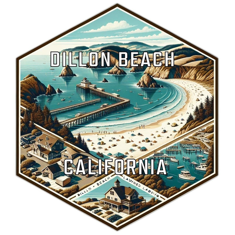 Dillon Beach California Souvenir Travel Destination Die Cut Hexagon Fridge Magnet Image 1