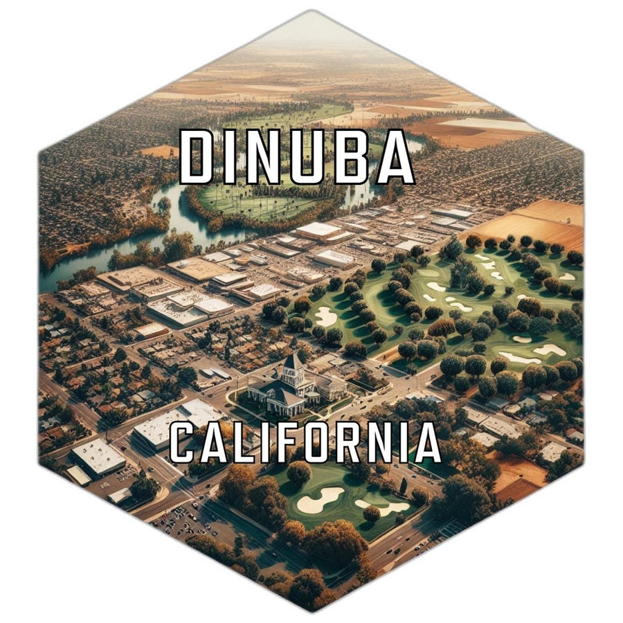 Dinuba California Souvenir Travel Destination Die Cut Hexagon Fridge Magnet Image 1