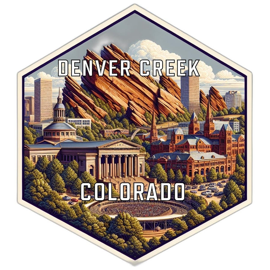 Denver Creek Colorado Souvenir Travel Destination Die Cut Hexagon Fridge Magnet Image 1