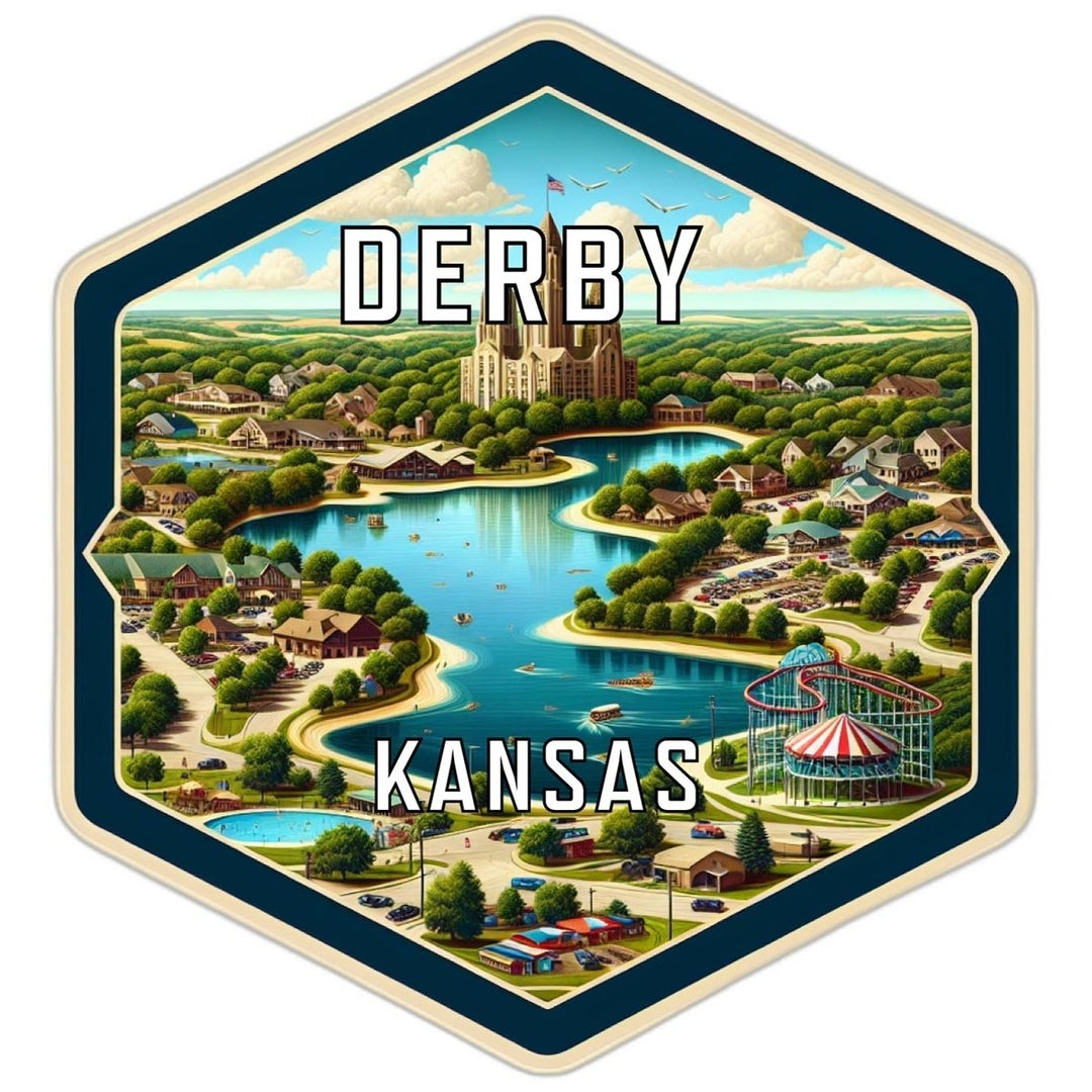 Derby Kansas Souvenir Travel Destination Die Cut Hexagon Fridge Magnet Image 1