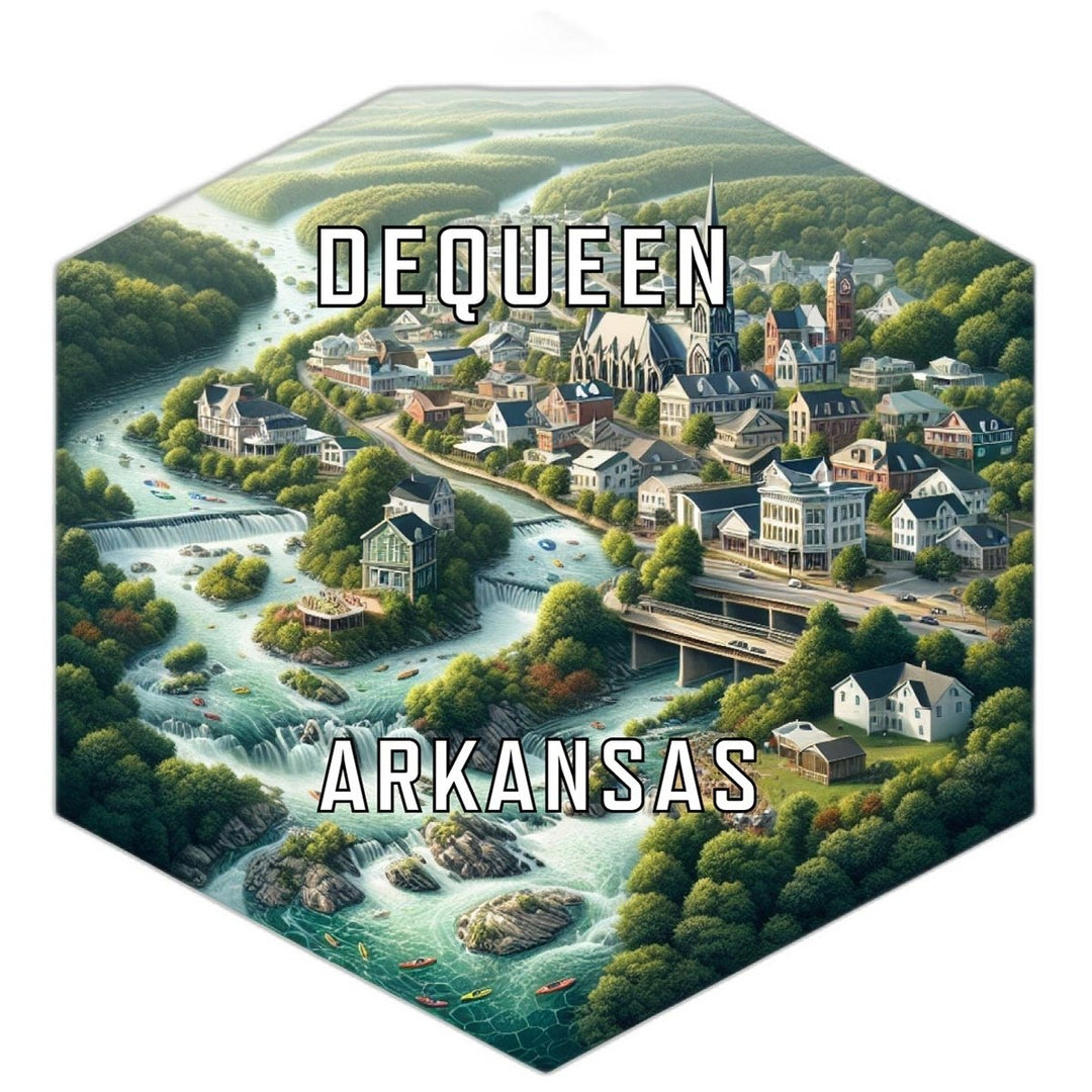 Dequeen Arkansas Souvenir Travel Destination Die Cut Hexagon Fridge Magnet Image 1