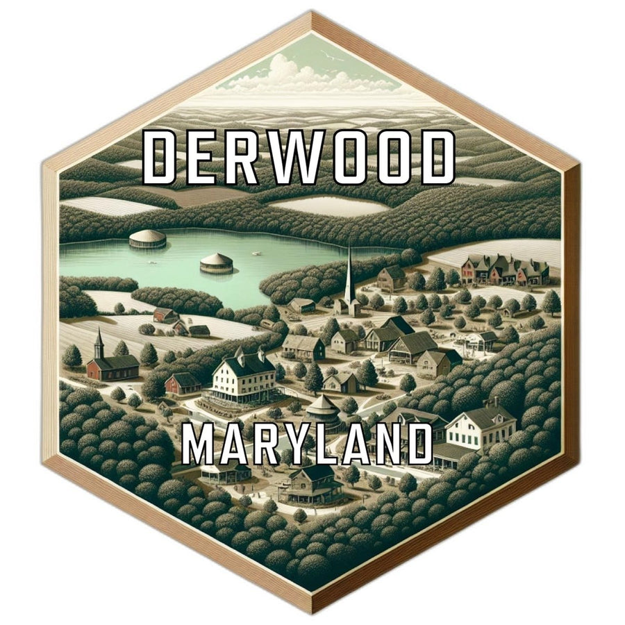 Derwood Maryland Souvenir Travel Destination Die Cut Hexagon Fridge Magnet Image 1