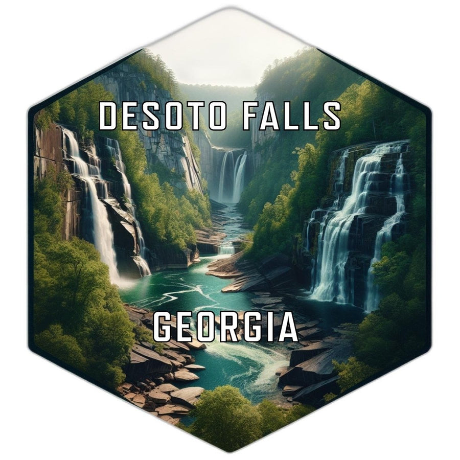 Desoto Falls Georgia Souvenir Travel Destination Die Cut Hexagon Fridge Magnet Image 1