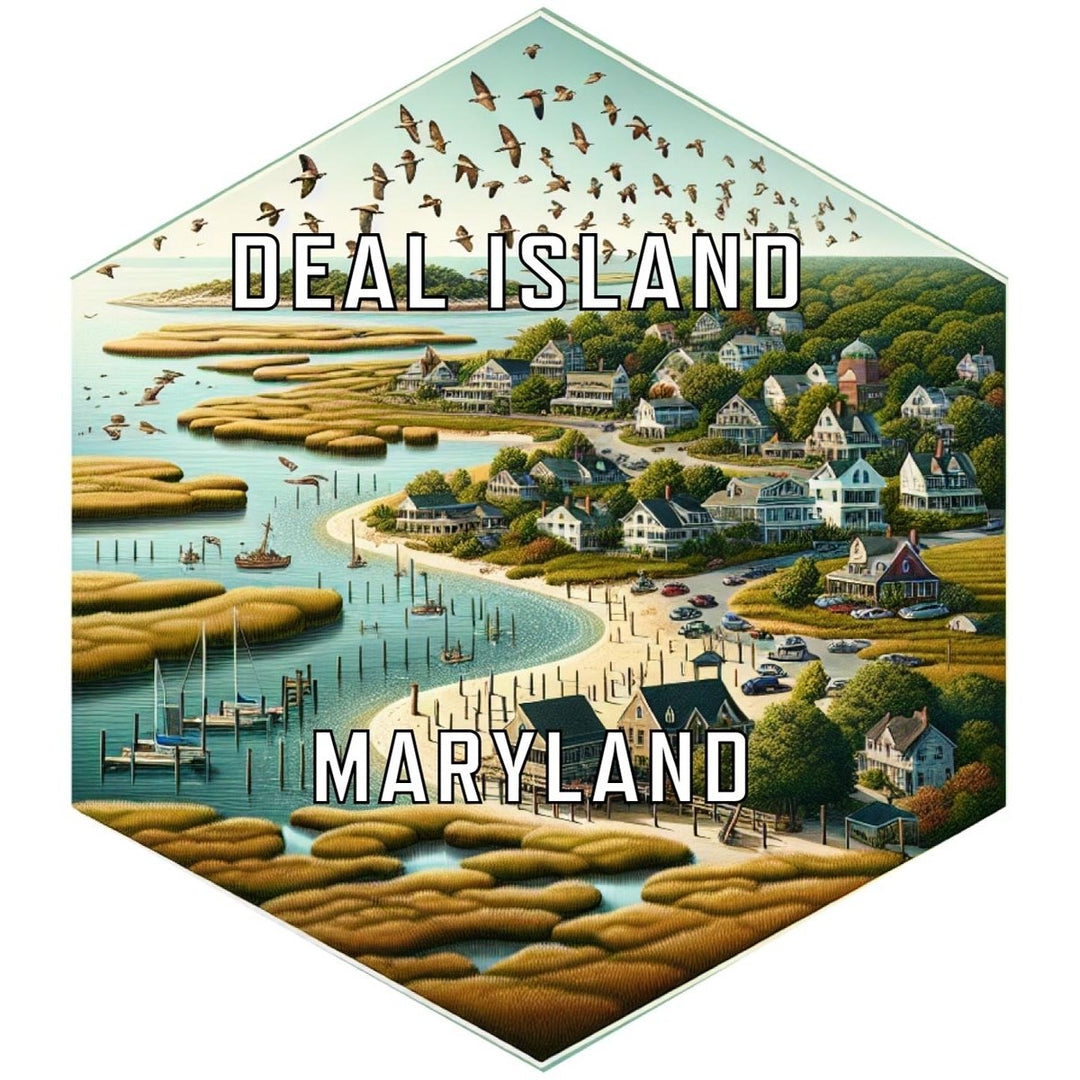 Deal Island Maryland Souvenir Travel Destination Die Cut Hexagon Fridge Magnet Image 1