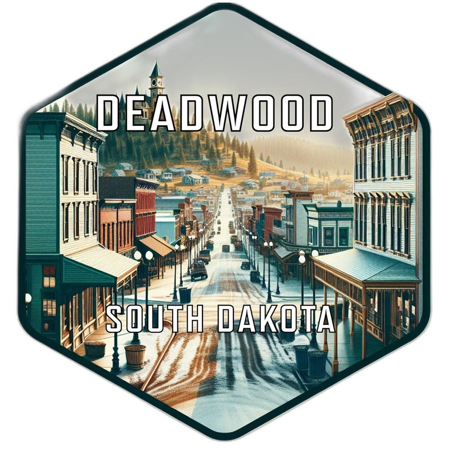 Deadwood South Dakota Souvenir Travel Destination Die Cut Hexagon Fridge Magnet Image 1