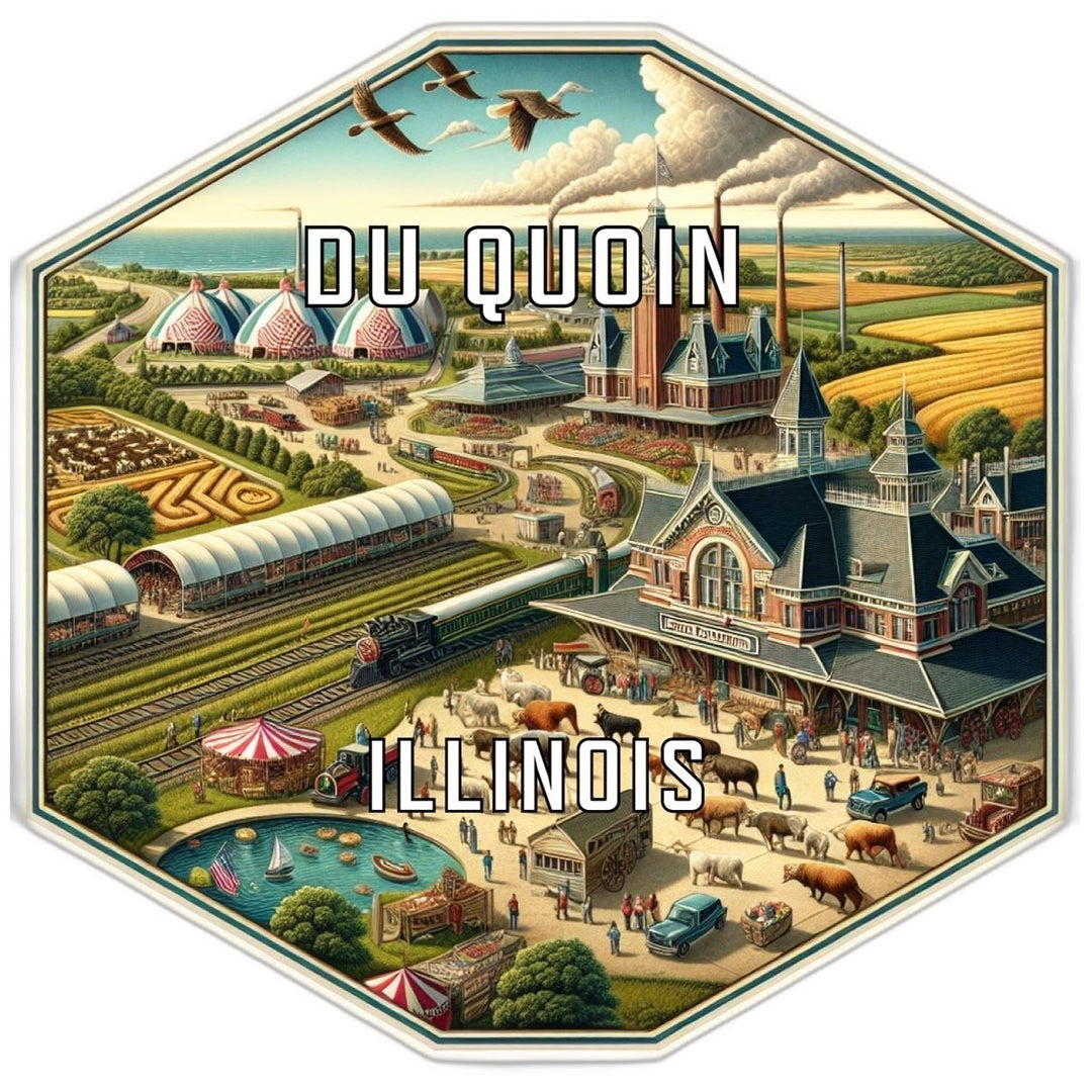 Du Quoin Illinois Souvenir Travel Destination Die Cut Hexagon Fridge Magnet Image 1