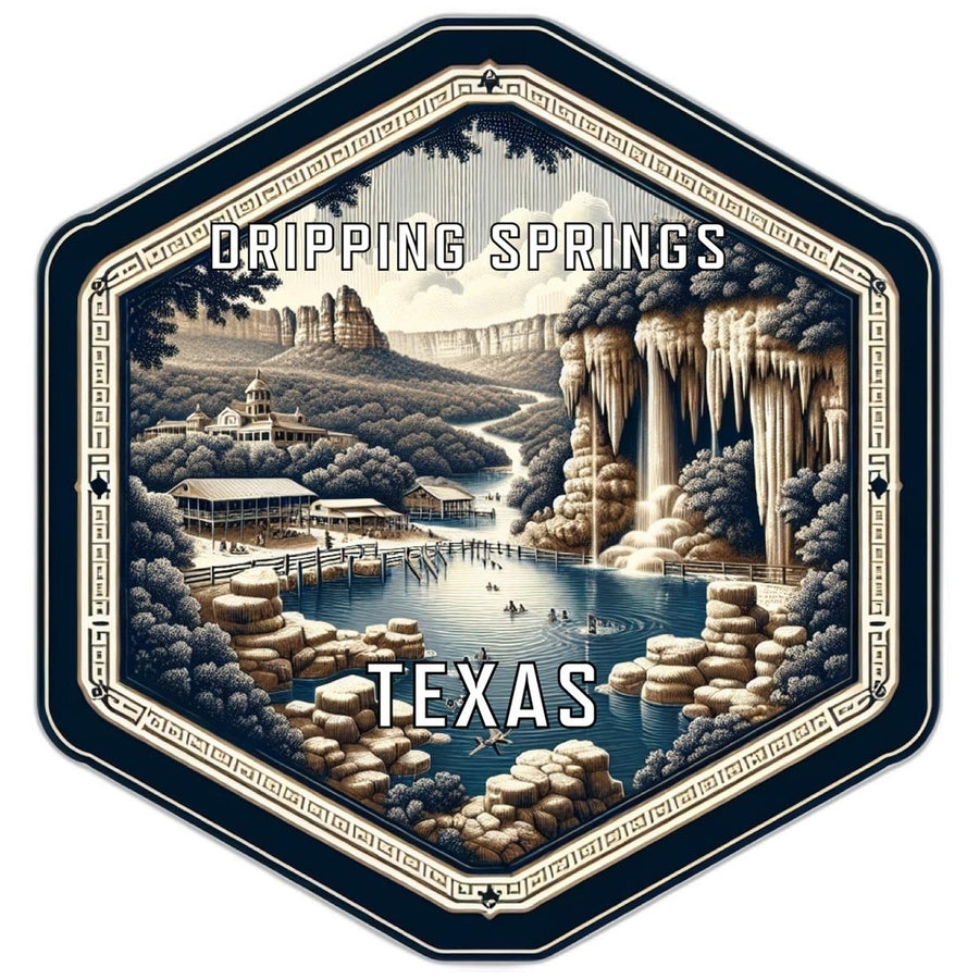 Dripping Springs Texas Souvenir Travel Destination Die Cut Hexagon Fridge Magnet Image 1