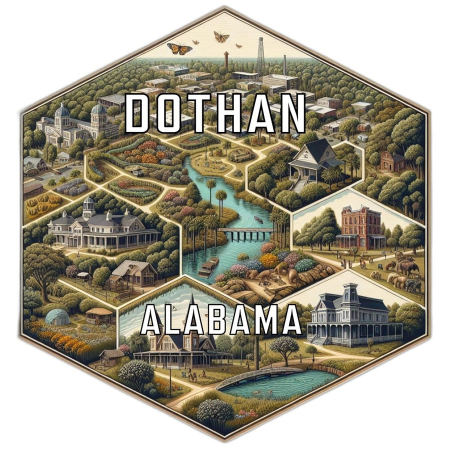 Dothan Alabama Souvenir Travel Destination Die Cut Hexagon Fridge Magnet Image 1