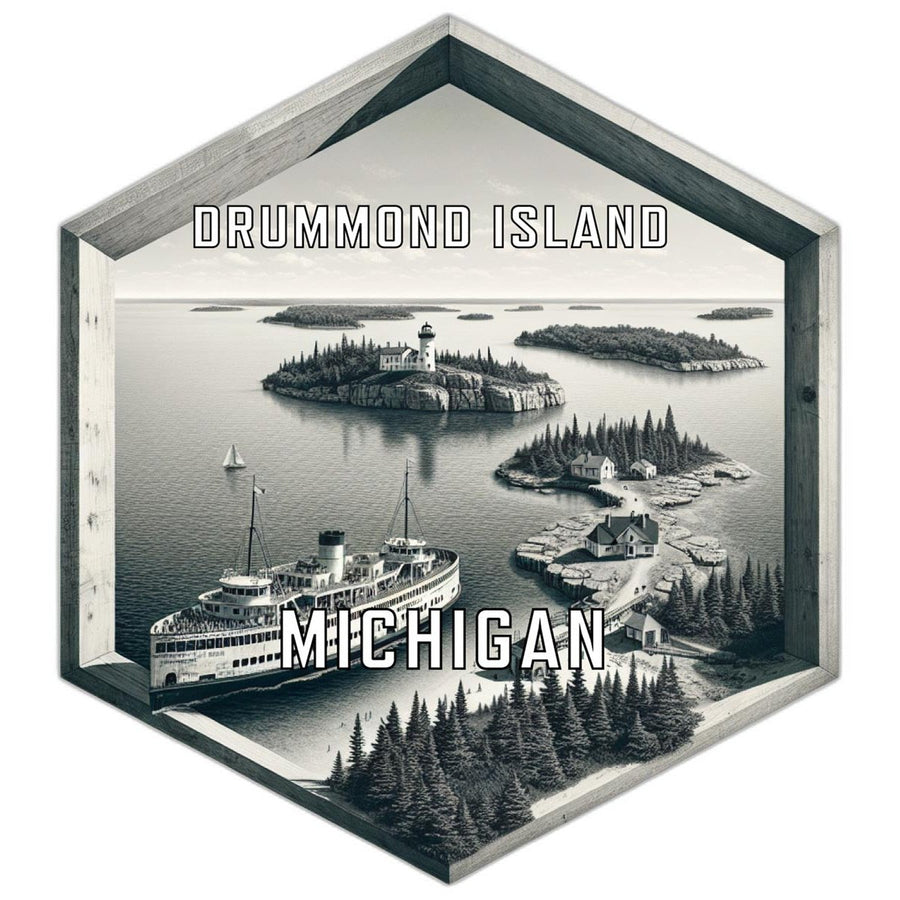 Drummond Island Michigan Souvenir Travel Destination Die Cut Hexagon Fridge Magnet Image 1