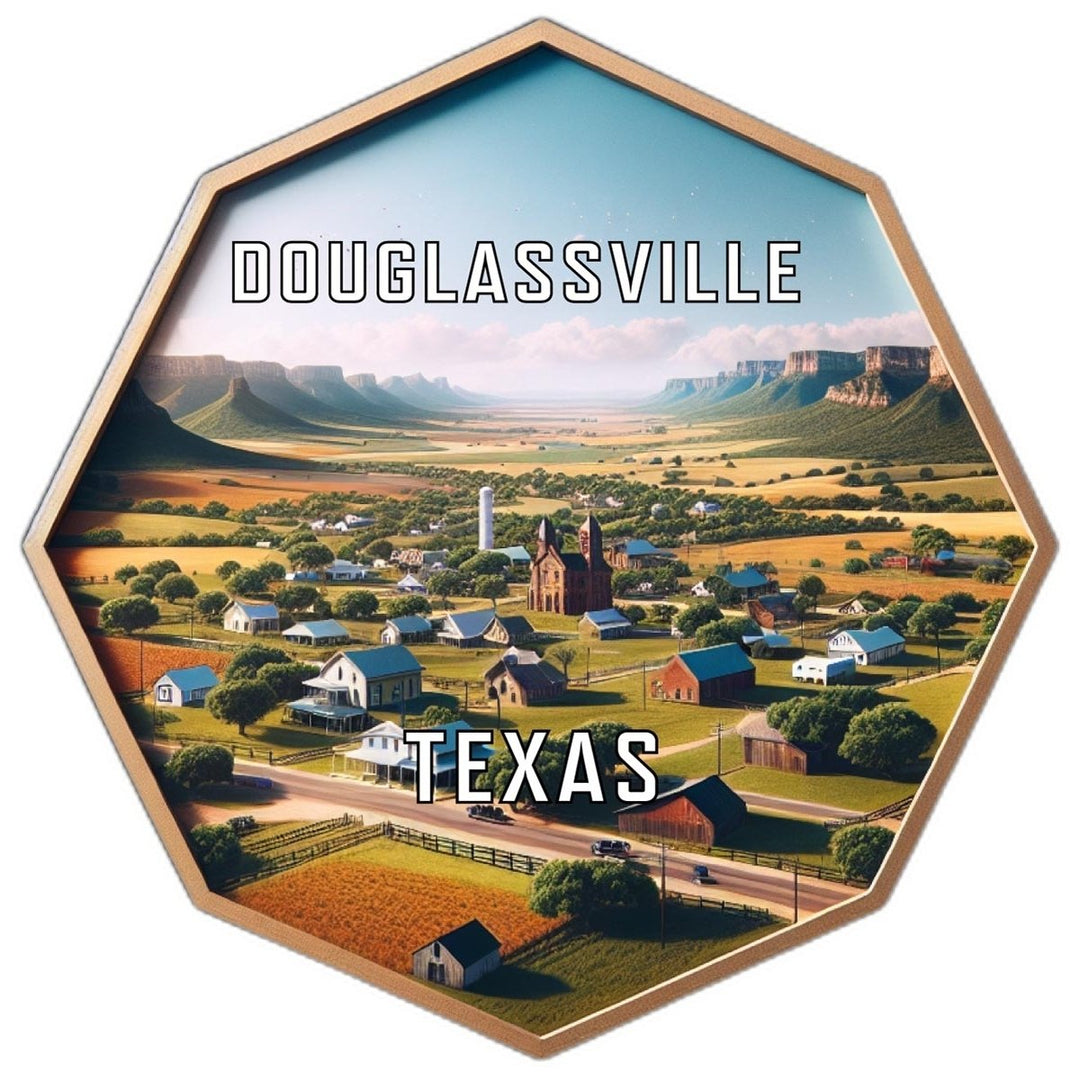 Douglassville Texas Souvenir Travel Destination Die Cut Hexagon Fridge Magnet Image 1