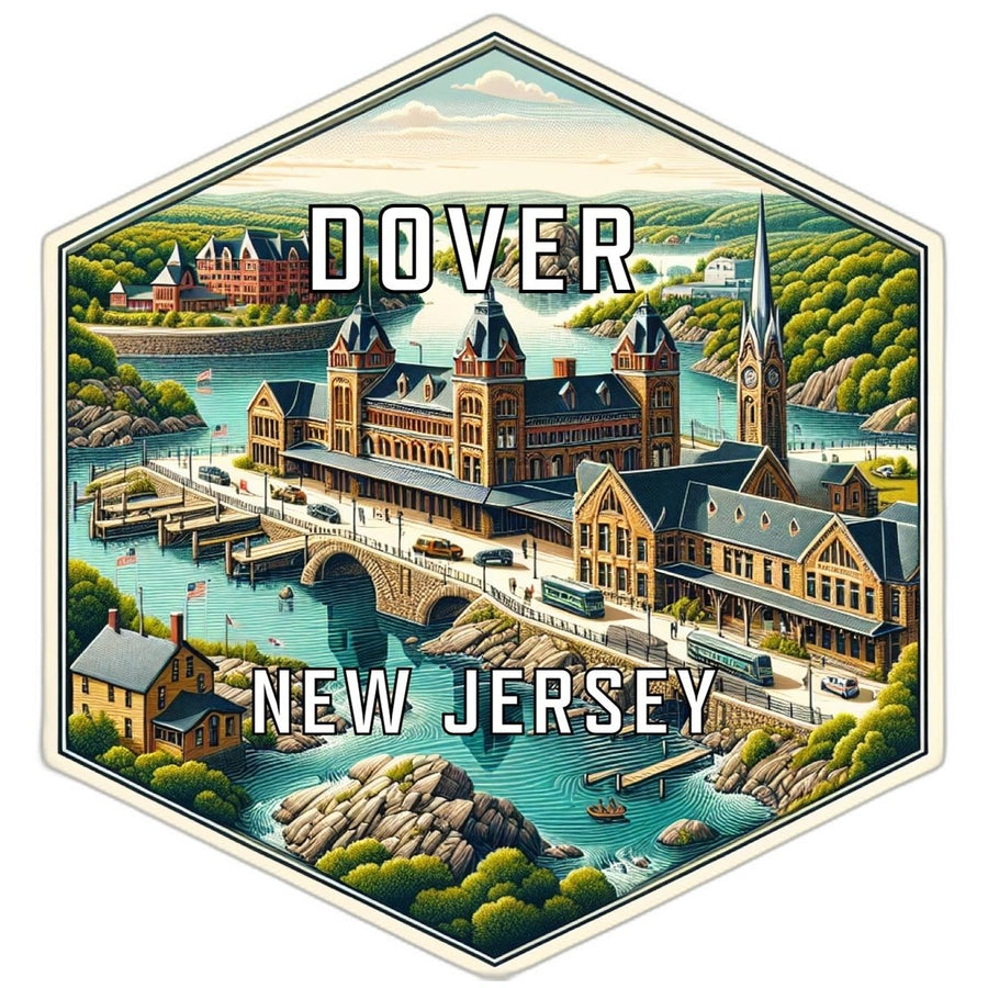 Dover Jersey Souvenir Travel Destination Die Cut Hexagon Fridge Magnet Image 1