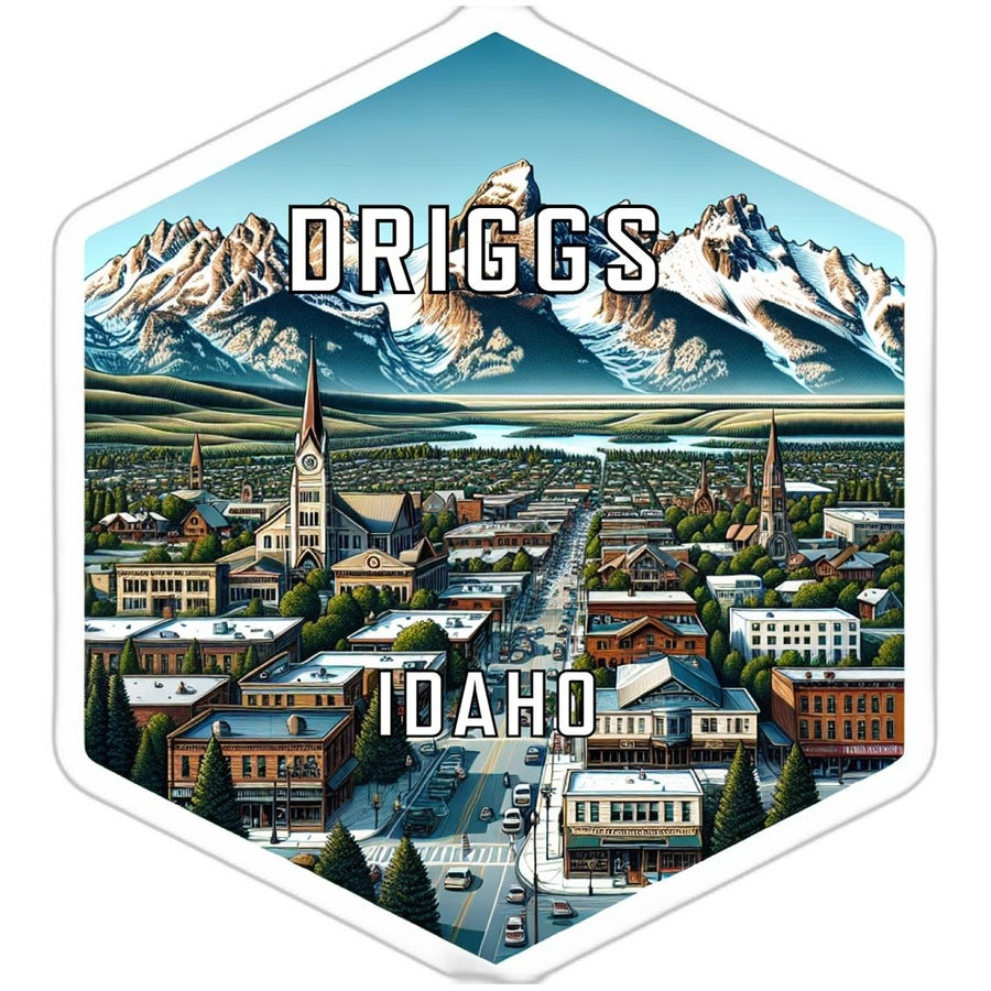 Driggs Idaho Souvenir Travel Destination Die Cut Hexagon Fridge Magnet Image 1