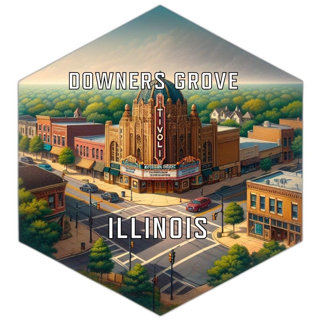 Downers Grove Illinois Souvenir Travel Destination Die Cut Hexagon Fridge Magnet Image 1