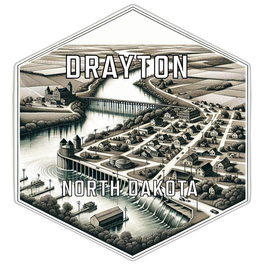 Drayton North Dakota Souvenir Travel Destination Die Cut Hexagon Fridge Magnet Image 1