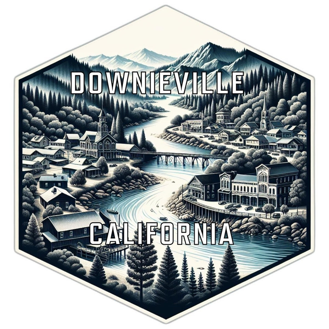 Downieville California Souvenir Travel Destination Die Cut Hexagon Fridge Magnet Image 1