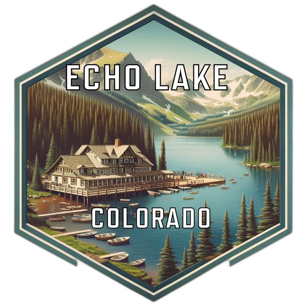 Echo Lake Colorado Souvenir Travel Destination Die Cut Hexagon Fridge Magnet Image 1