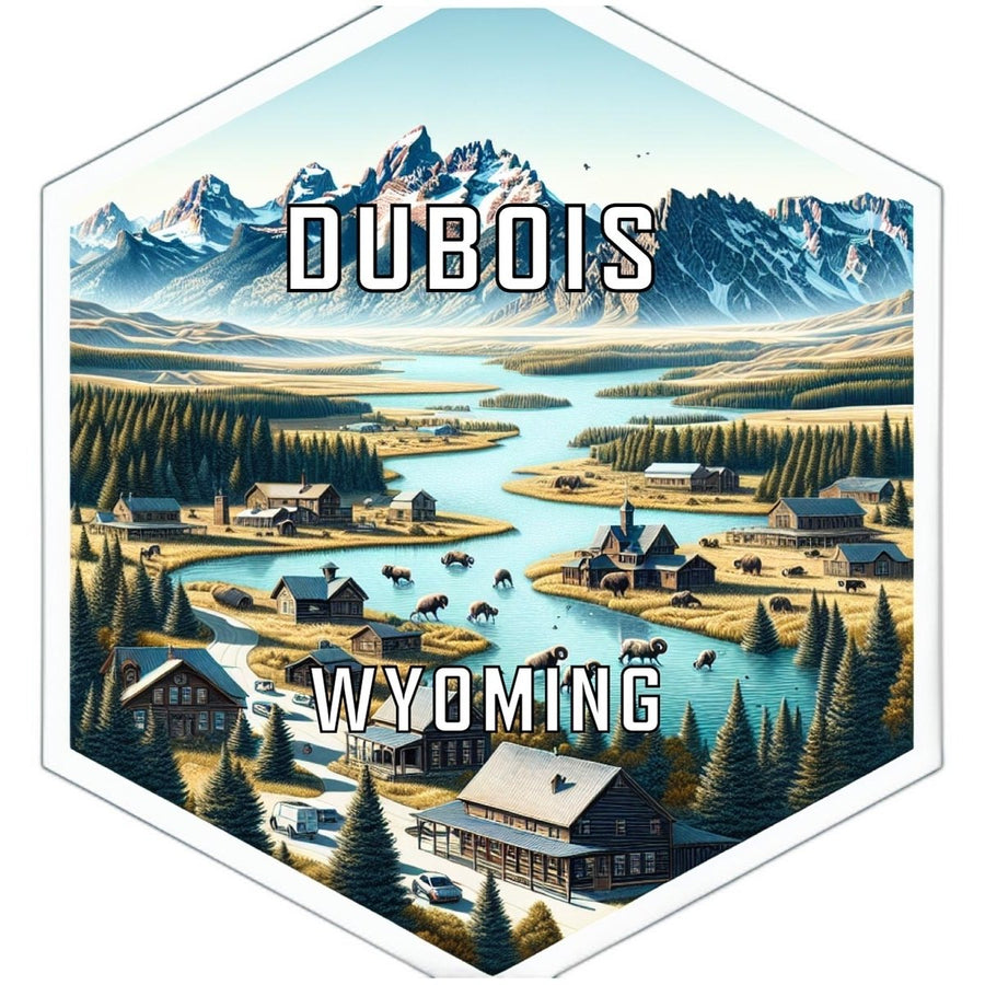 Dubois Wyoming Souvenir Travel Destination Die Cut Hexagon Fridge Magnet Image 1