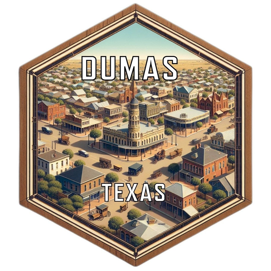 Dumas Texas Souvenir Travel Destination Die Cut Hexagon Fridge Magnet Image 1