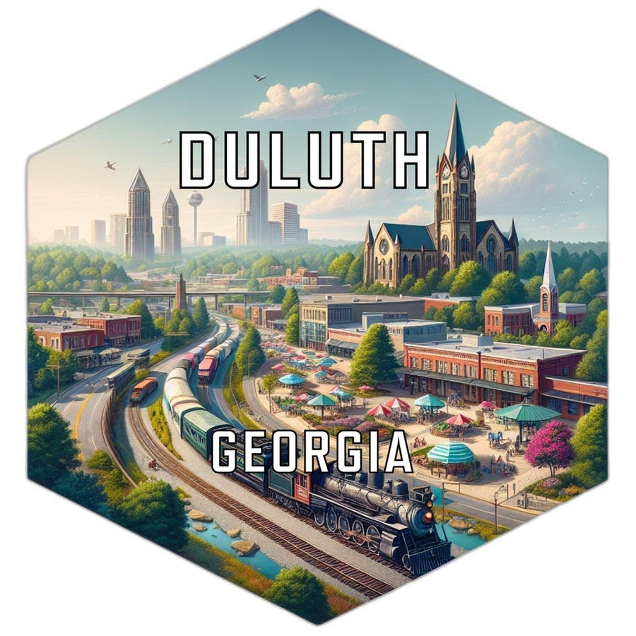 Duluth Georgia Souvenir Travel Destination Die Cut Hexagon Fridge Magnet Image 1