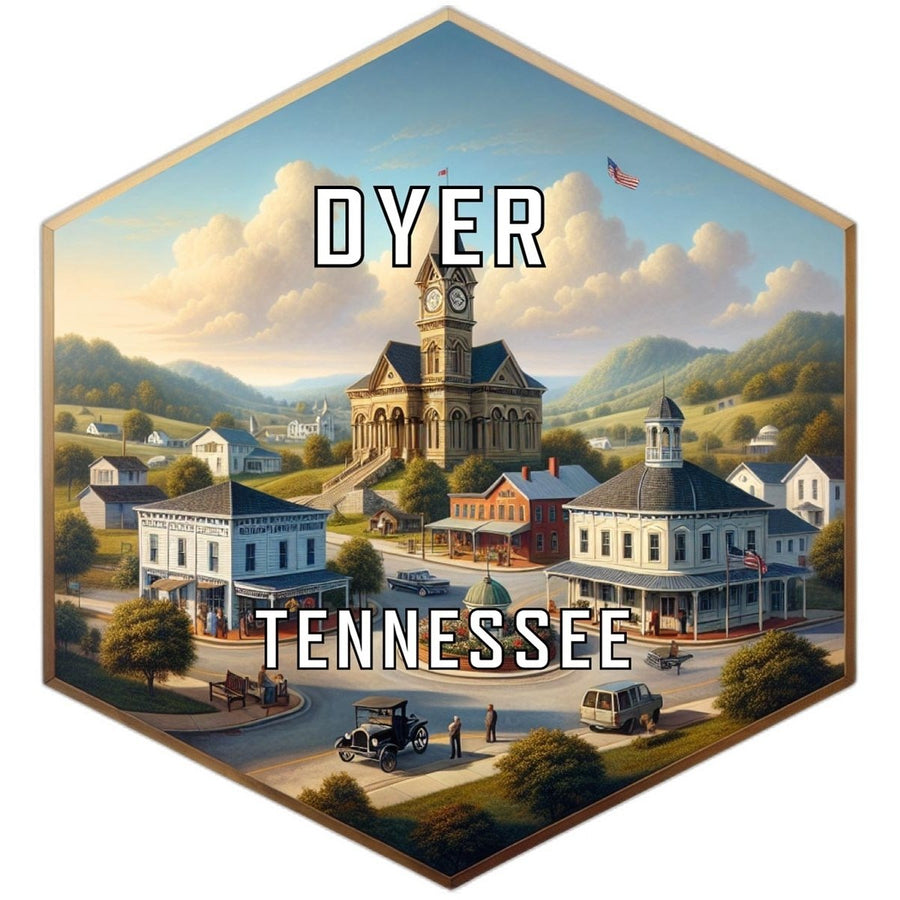 Dyer Tennessee Souvenir Travel Destination Die Cut Hexagon Fridge Magnet Image 1