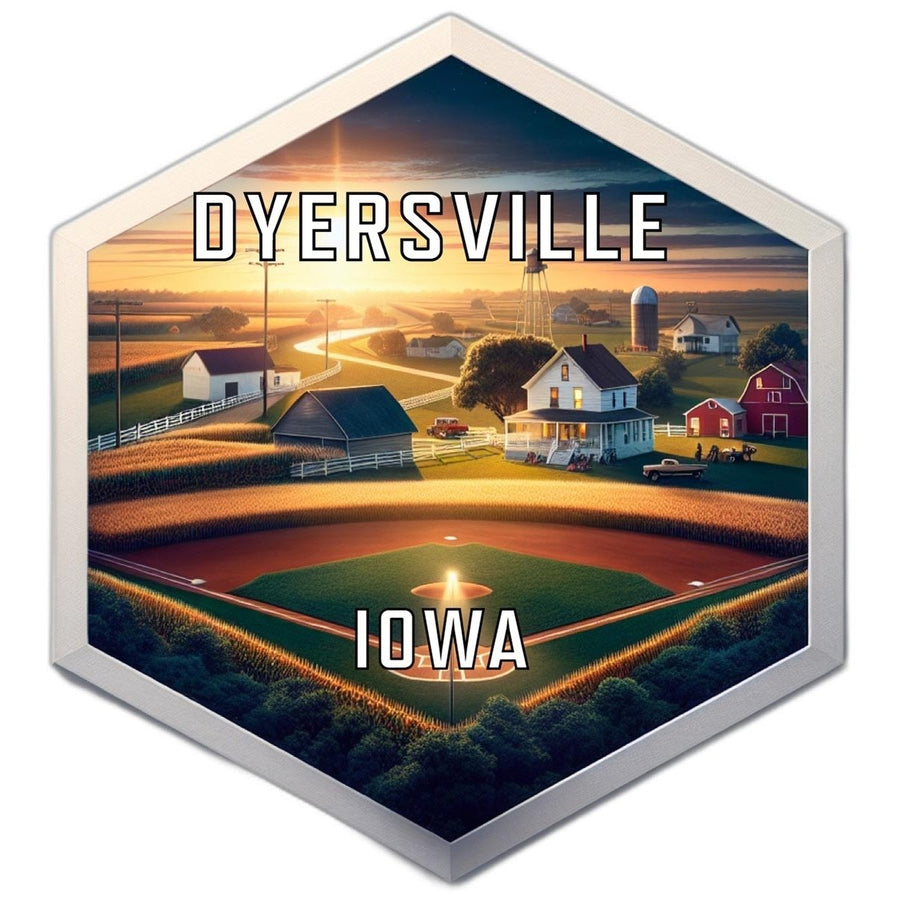 Dyersville Iowa Souvenir Travel Destination Die Cut Hexagon Fridge Magnet Image 1