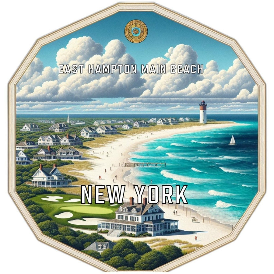 East Hampton Main Beach York Souvenir Travel Destination Die Cut Hexagon Fridge Magnet Image 1