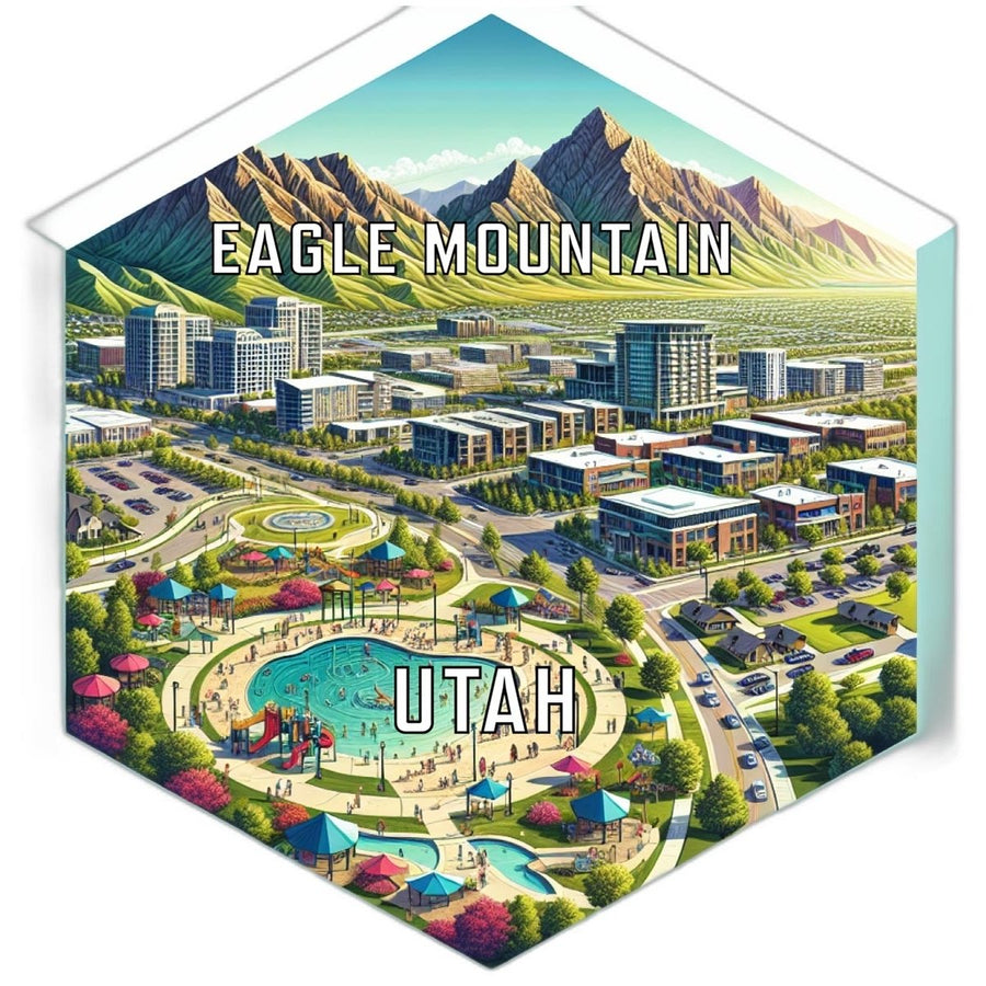 Eagle Mountain Utah Souvenir Travel Destination Die Cut Hexagon Fridge Magnet Image 1