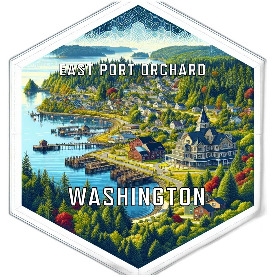 East Port Orchard Washington Souvenir Travel Destination Die Cut Hexagon Fridge Magnet Image 1