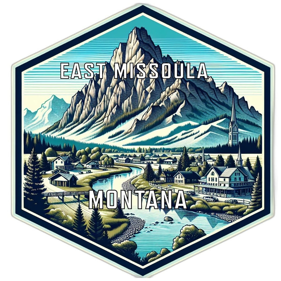 East Missoula Montana Souvenir Travel Destination Die Cut Hexagon Fridge Magnet Image 1