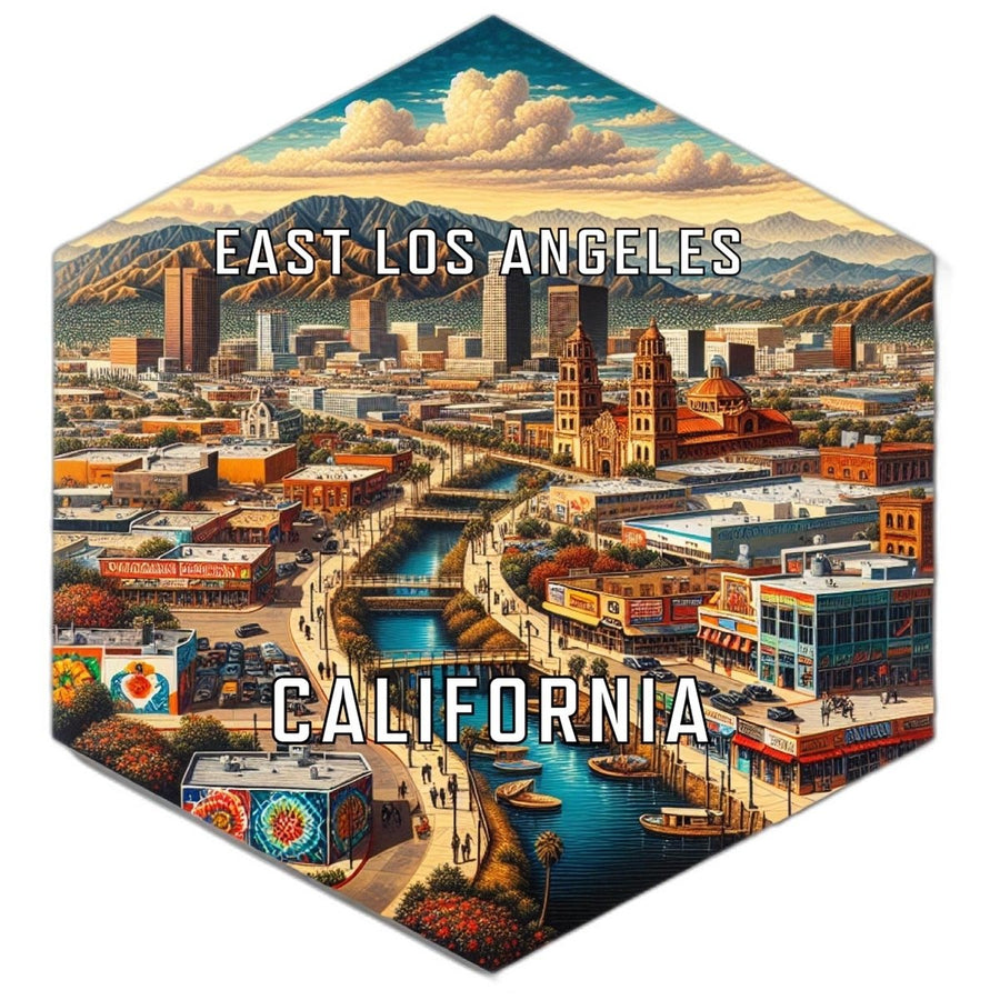 East Los Angeles California Souvenir Travel Destination Die Cut Hexagon Fridge Magnet Image 1