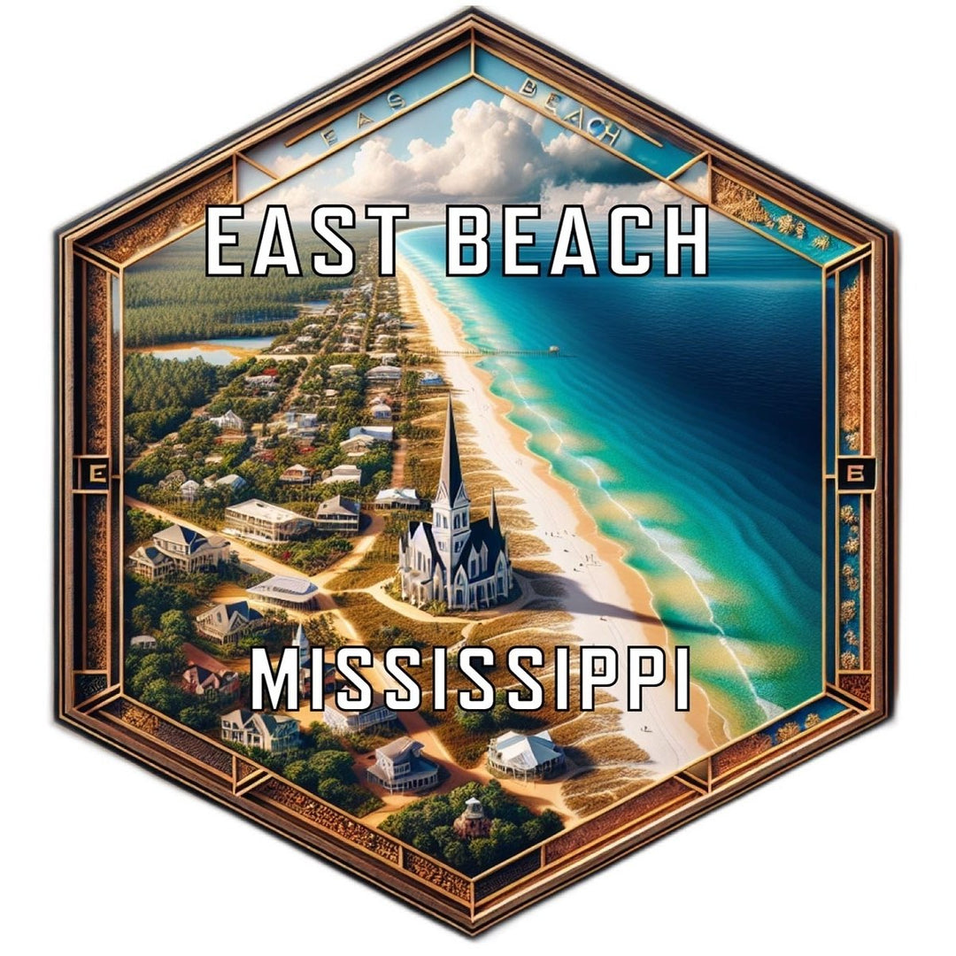 East Beach Mississippi Souvenir Travel Destination Die Cut Hexagon Fridge Magnet Image 1