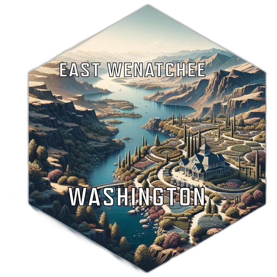 East Wenatchee Washington Souvenir Travel Destination Die Cut Hexagon Fridge Magnet Image 1