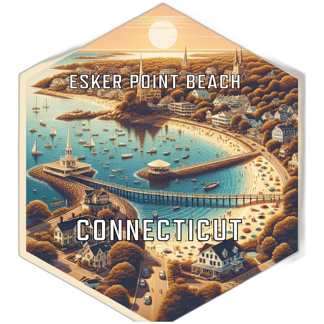 Esker Point Beach Connecticut Souvenir Travel Destination Die Cut Hexagon Fridge Magnet Image 1