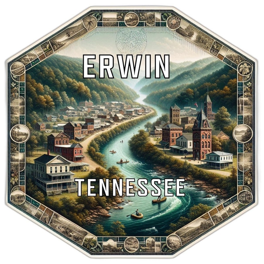 Erwin Tennessee Souvenir Travel Destination Die Cut Hexagon Fridge Magnet Image 1