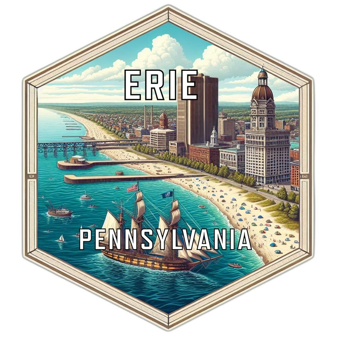 Erie Pennsylvania Souvenir Travel Destination Die Cut Hexagon Fridge Magnet Image 1