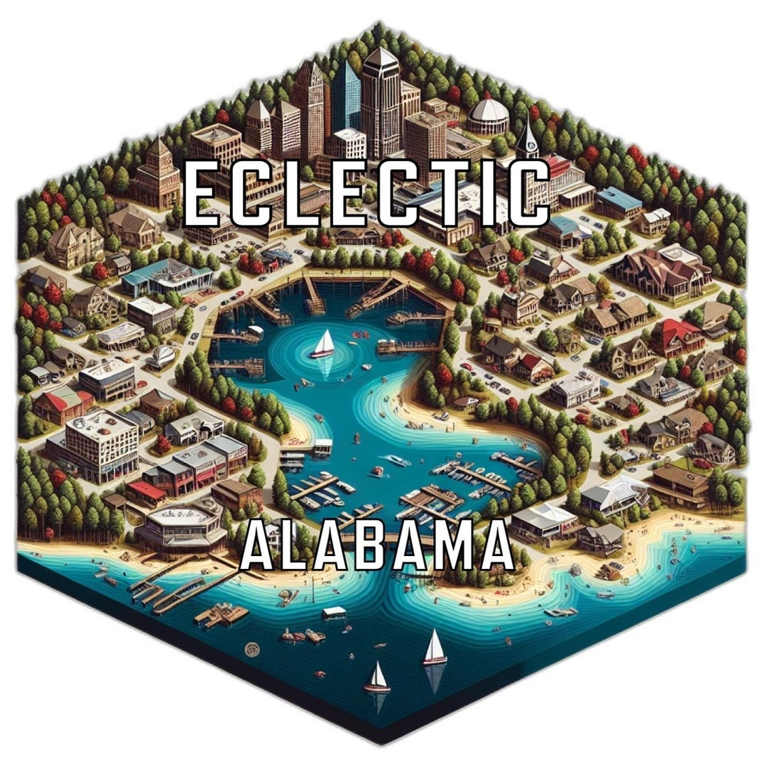 Eclectic Alabama Souvenir Travel Destination Die Cut Hexagon Fridge Magnet Image 1