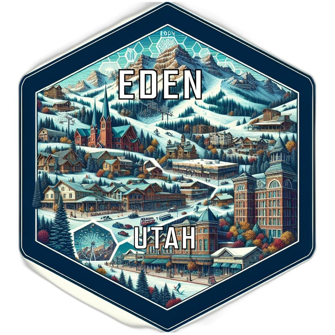 Eden Utah Souvenir Travel Destination Die Cut Hexagon Fridge Magnet Image 1