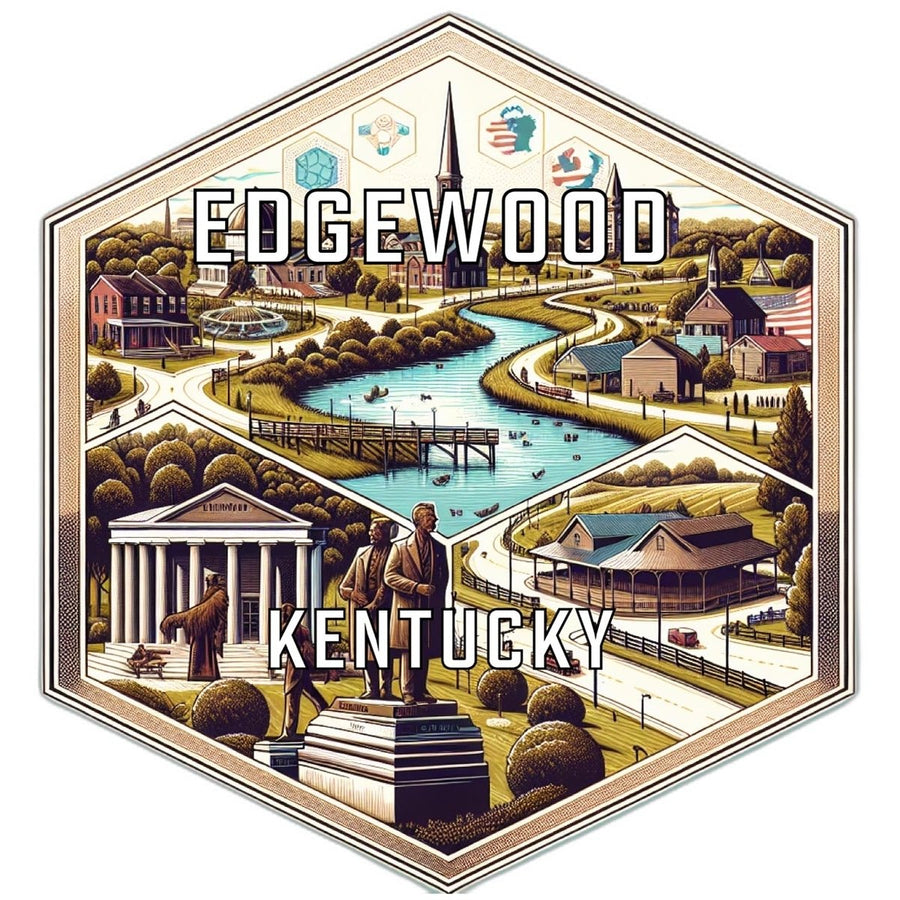 Edgewood Kentucky Souvenir Travel Destination Die Cut Hexagon Fridge Magnet Image 1