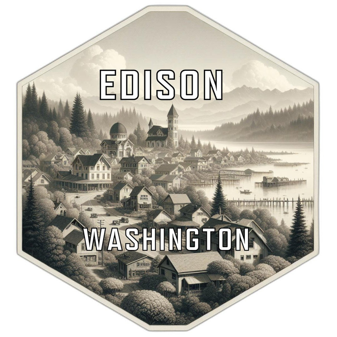 Edison Washington Souvenir Travel Destination Die Cut Hexagon Fridge Magnet Image 1