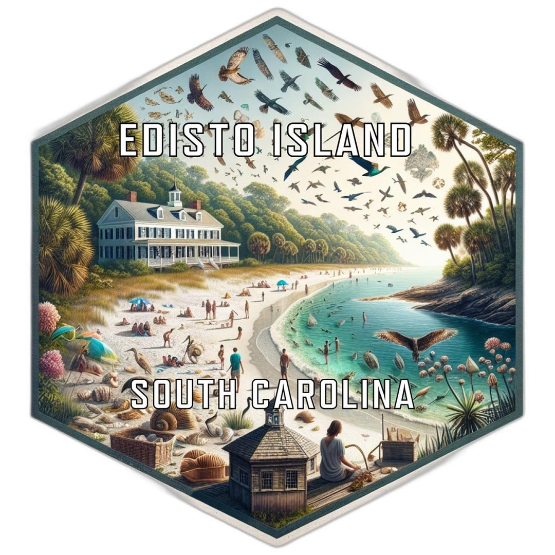 Edisto Island South Carolina Souvenir Travel Destination Die Cut Hexagon Fridge Magnet Image 1