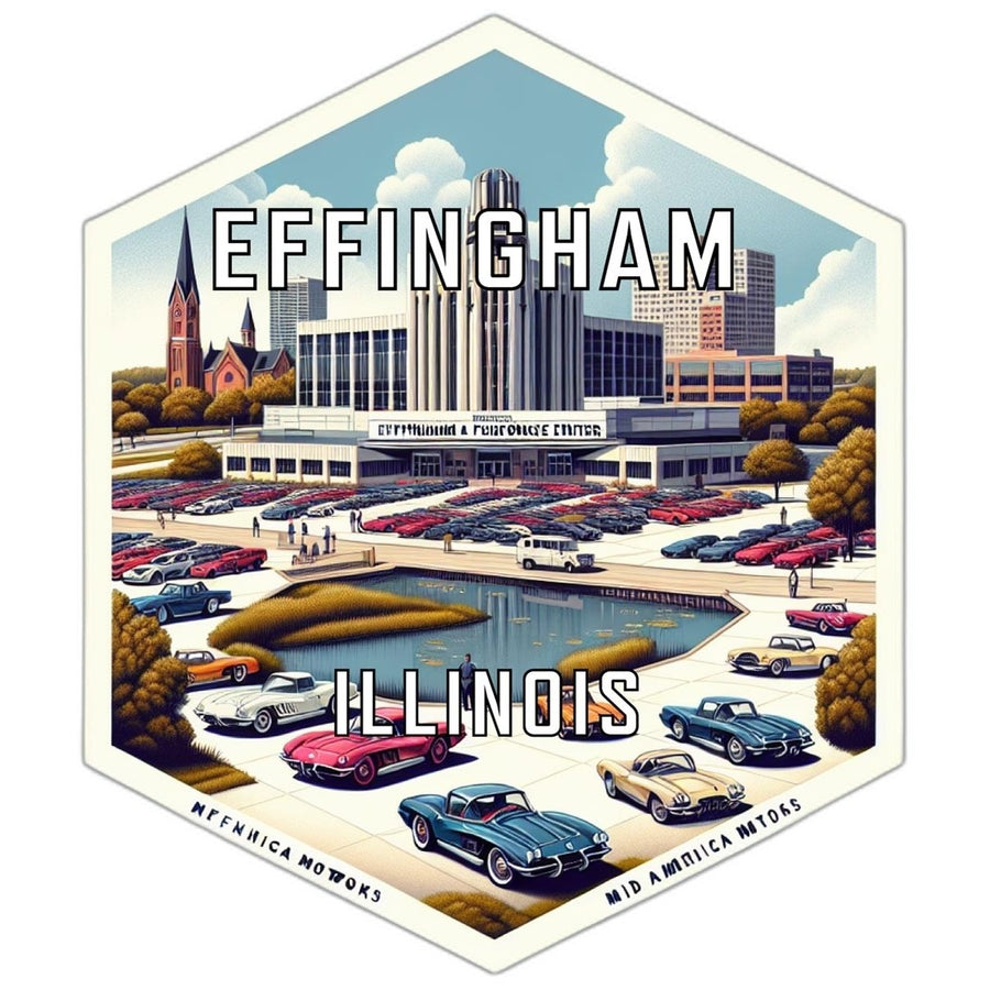 Effingham Illinois Souvenir Travel Destination Die Cut Hexagon Fridge Magnet Image 1