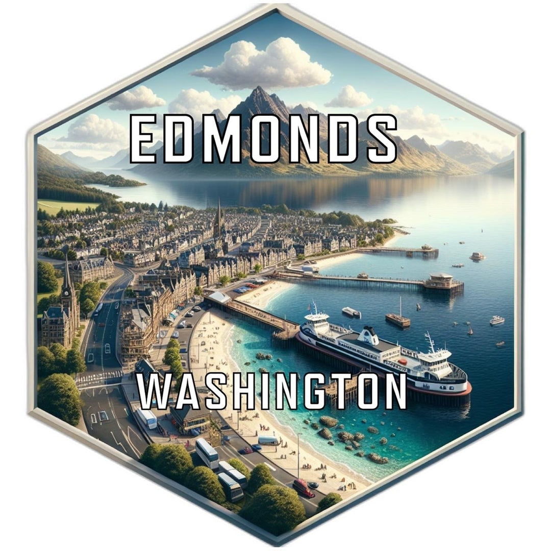 Edmonds Washington Souvenir Travel Destination Die Cut Hexagon Fridge Magnet Image 1