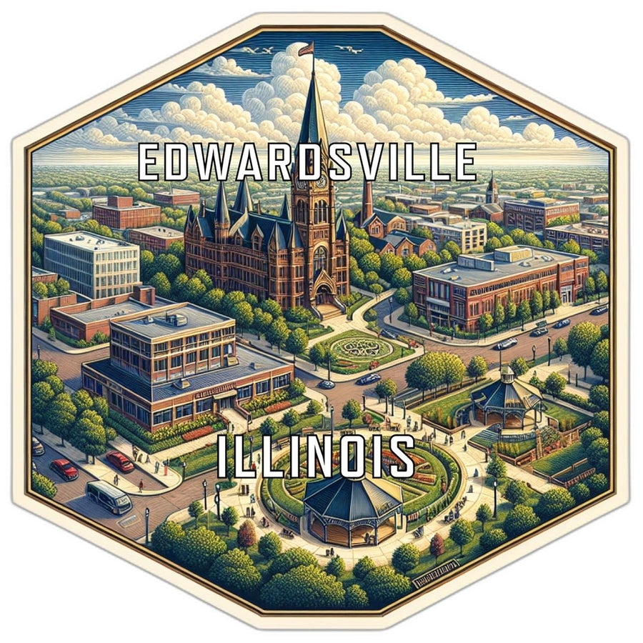 Edwardsville Illinois Souvenir Travel Destination Die Cut Hexagon Fridge Magnet Image 1