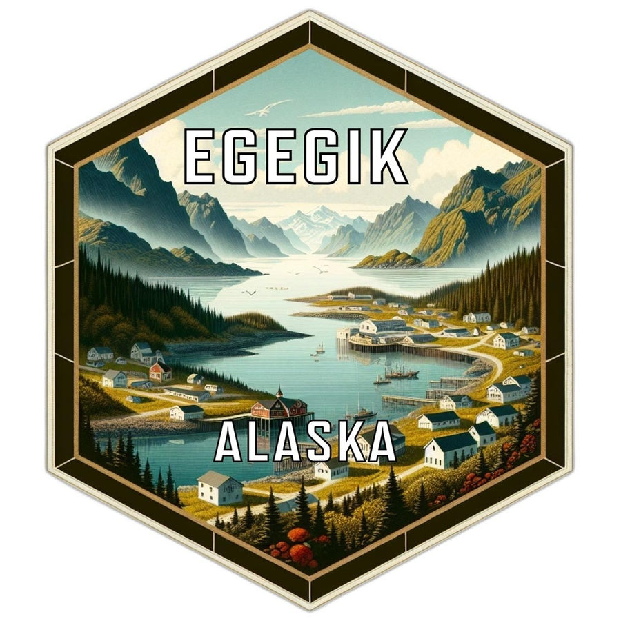 Egegik Alaska Souvenir Travel Destination Die Cut Hexagon Fridge Magnet Image 1