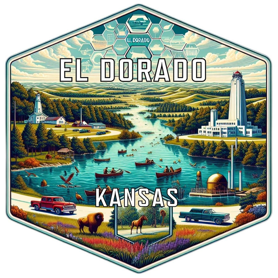 El Dorado Kansas Souvenir Travel Destination Die Cut Hexagon Fridge Magnet Image 1