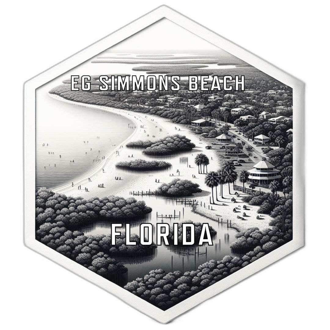 Eg Simmons Beach Florida Souvenir Travel Destination Die Cut Hexagon Fridge Magnet Image 1